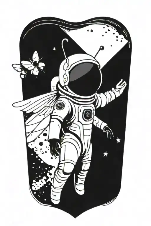 Minimalist Astronaut With The Wings Of A Bee