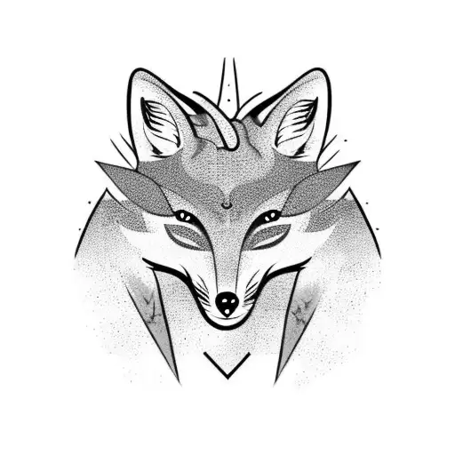 A Fox Wrestling With A Teal Dragon