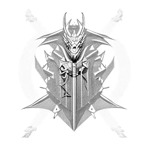 Cybersigilism Dragon With Two Sided Axe Fu Back