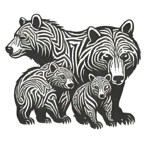 A Bear And Two Cubs