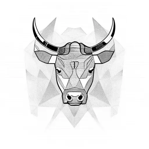 Bull Head Minimalist Geometric Tribal
