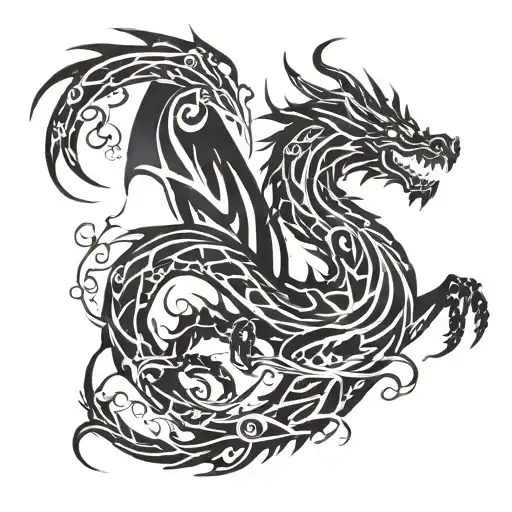 Tribal Dragon Breathing Fire