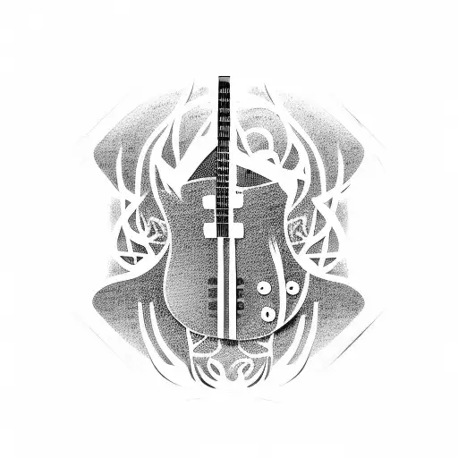 A Guitar Merging With A Tree Trunk