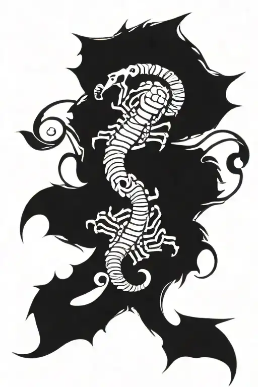 Scorpion With A Rose On Its Tail And The Number 16