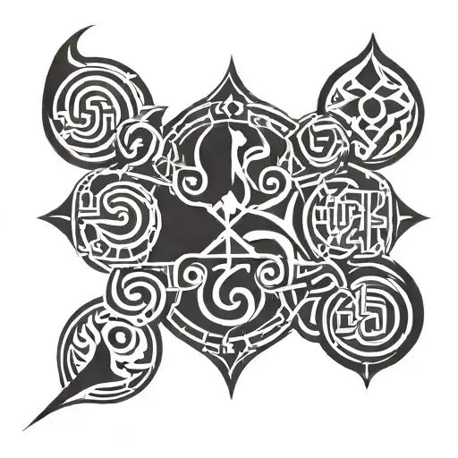 Gothic Symbols Including All Four Elements