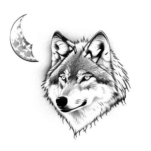 Wolf With Moon And Arrow