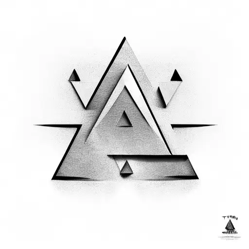 A 3D Tattoo With Triangular Pattern With The Names Noa And Rafael