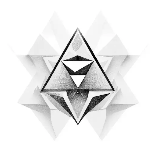 A 3D Tattoo With Triangular Pattern With The Names Noa And Rafael