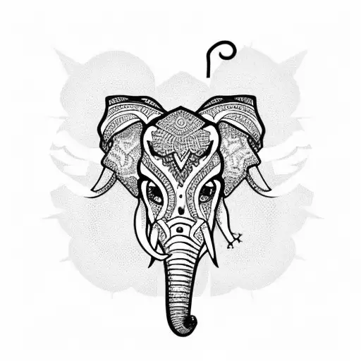 Elephant Skull Mandala Gothic Style
