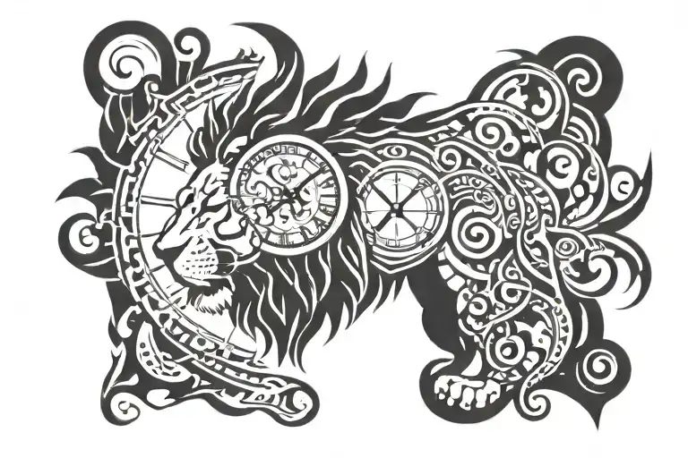 Lion And Clock Face