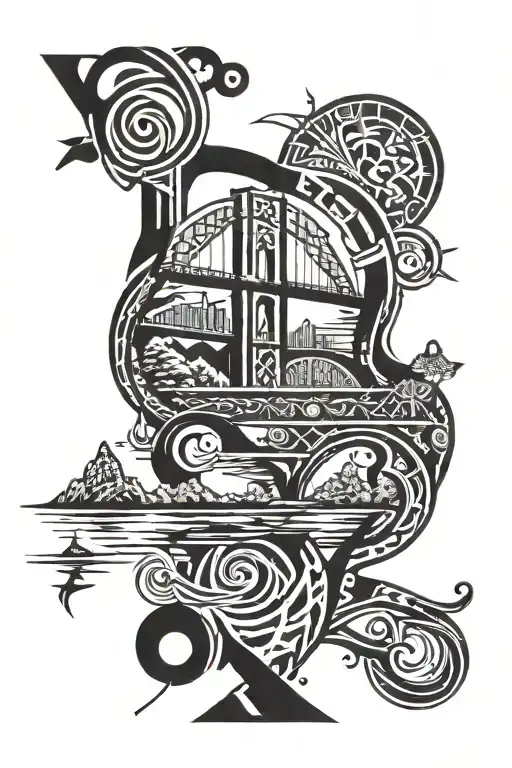 River With Bridge In Background