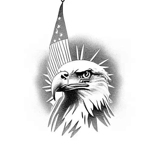 Bald Eagle And Clock Polonesian Tribal