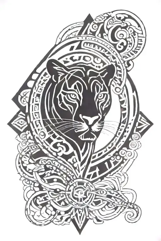 Panther With African Tribal Symbols Incorporated