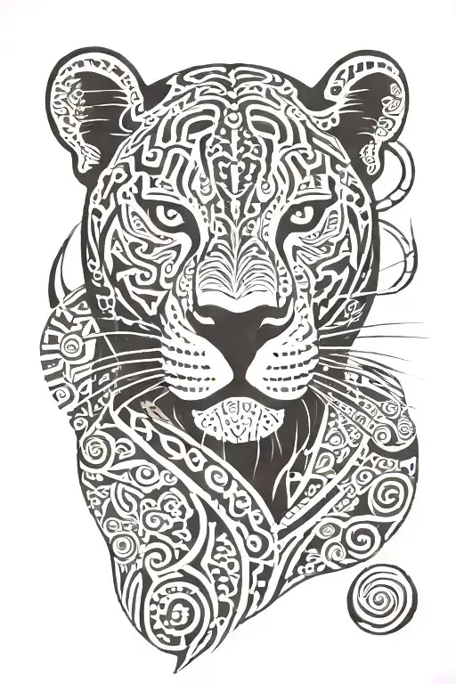 African Panther With Adinkra Symbol