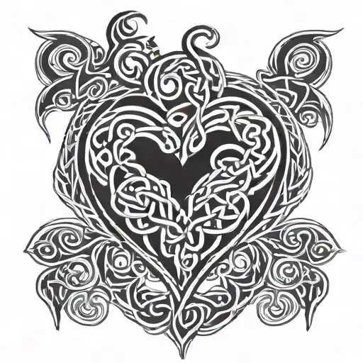 Celtic Knot Heart Mythical Creature