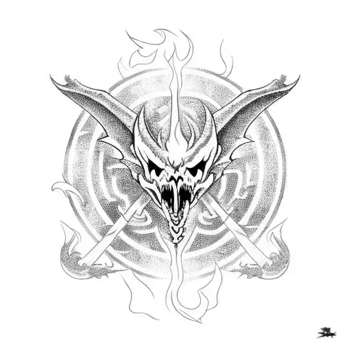 Dragon Skull With Fire