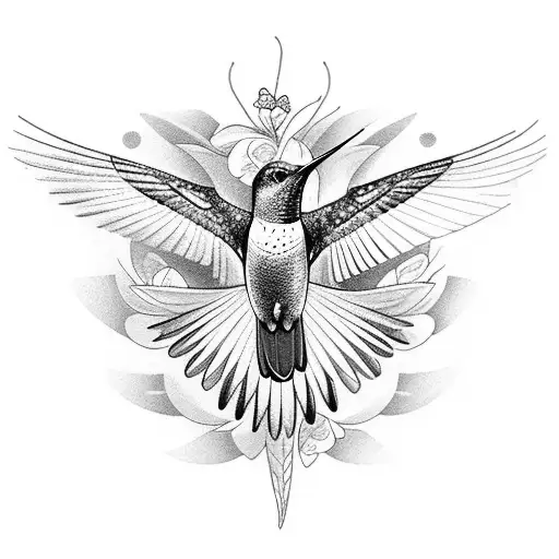 A Hummingbir An Eagle And Jasmine Flowers