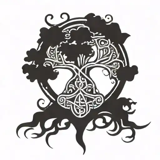 Celti Life Tree With The Viking Hammer As Trunk