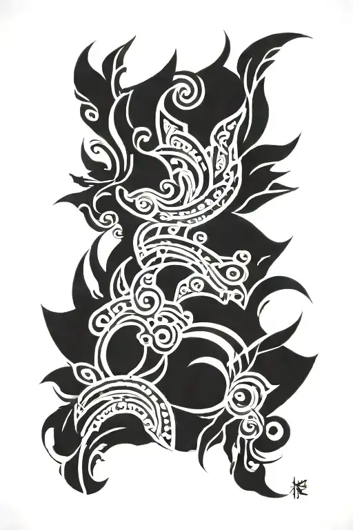 Alaskan Native Tribal Tattoo Design Combining