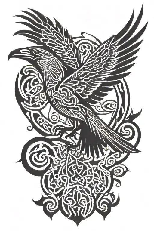 Celtic Raven Flying