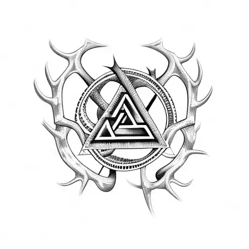 Valknut Symbol Deer Antlers