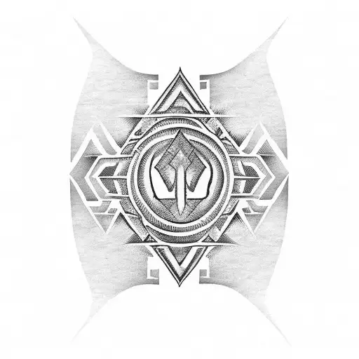Polynesian Chest Tattoo With The Word Mdvllo In The Middle