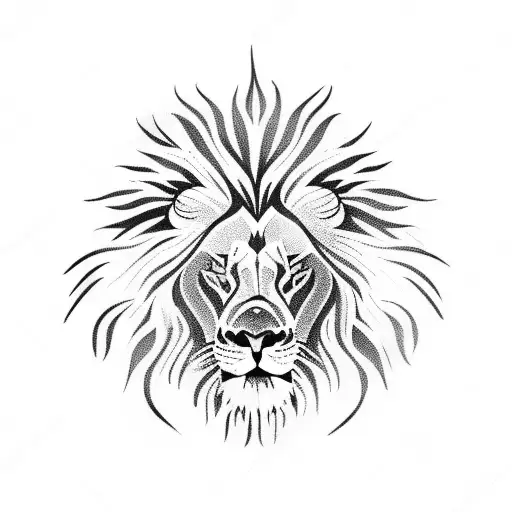 Lion Head Silhouette Drawn