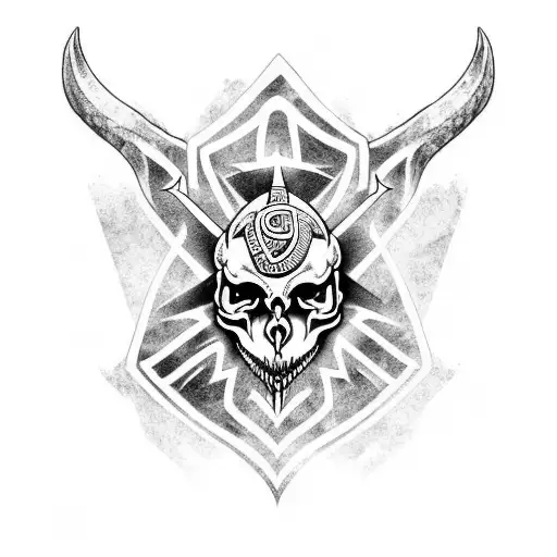 Mythosaur Skull With Rune Work