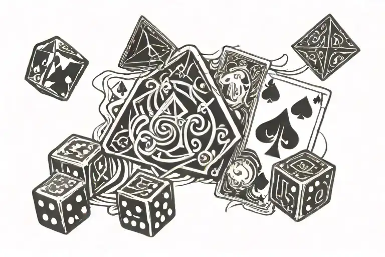 Money And Spade Card And Dice