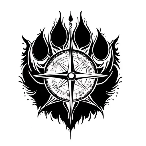 Compass In A Tiger Paw