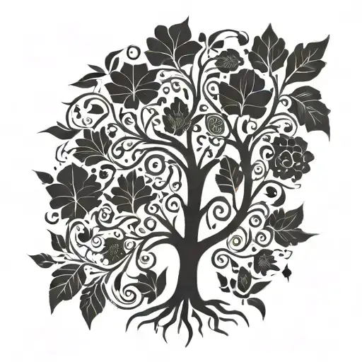 Family Tree With Each Branch Representing A Different