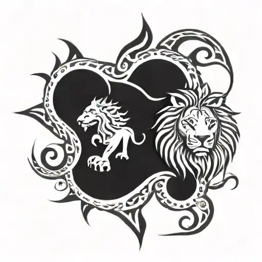 Leo Zodiac Sign Lion Footprint And Sun