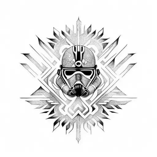 An Intricate Dotwork Tattoo Of A Tribal Design Inspired By Star Wars