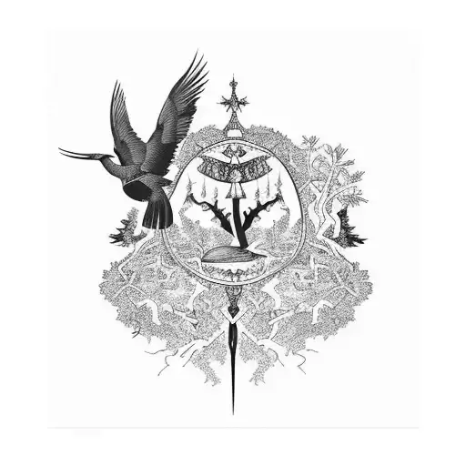 Enchanted Forest With A Majestic Emperor Bird