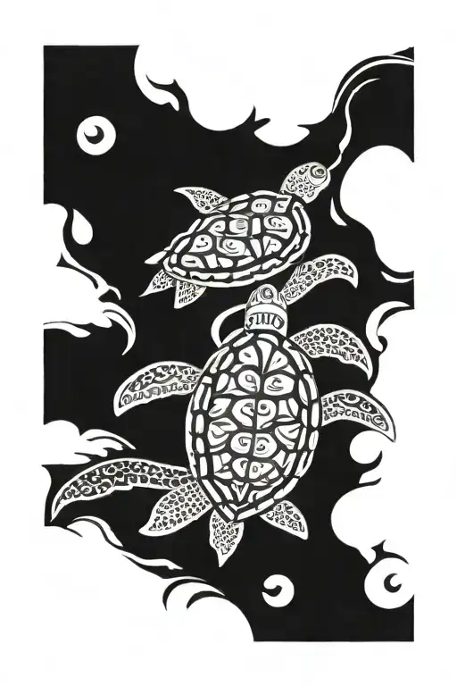 Sea Turtle On Top Of 2 Tridents