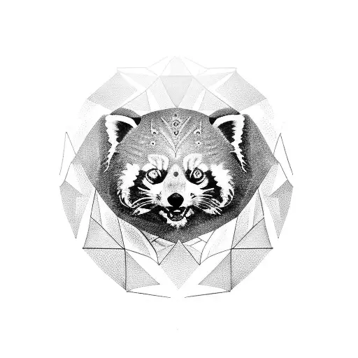 Red Panda With Geomagnetic Shapes