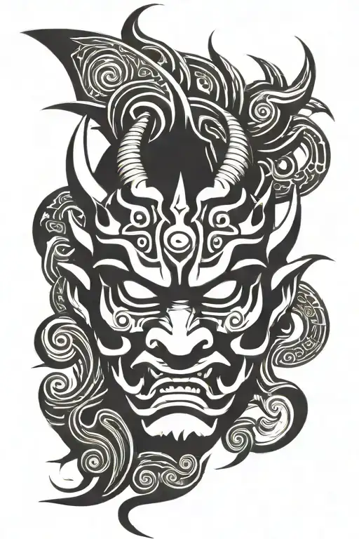 Oni Mask With The Being Of Darkness On The Forehead