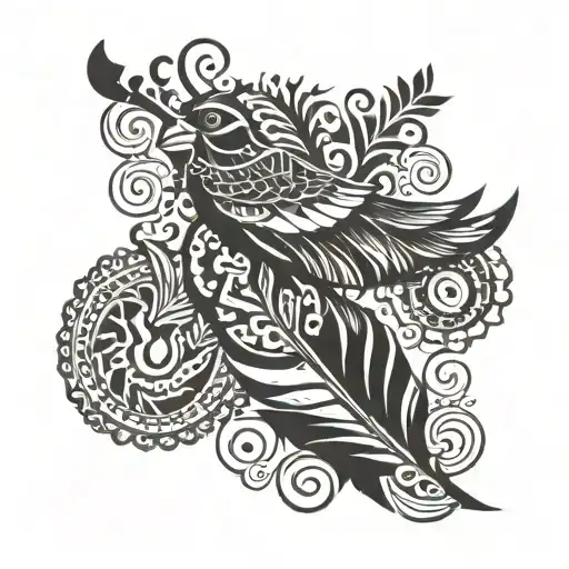 Waima Body Tattoo On Feather Design