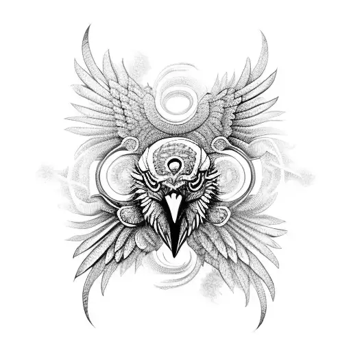 An Eagle Symbolizing Power And A Snake Symbolizing Wisdom Are Intertwined In The Ying Yang Circle
