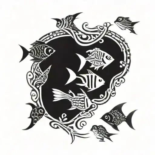 Tropical Fish And Birds Circling Like They Know How To Swim