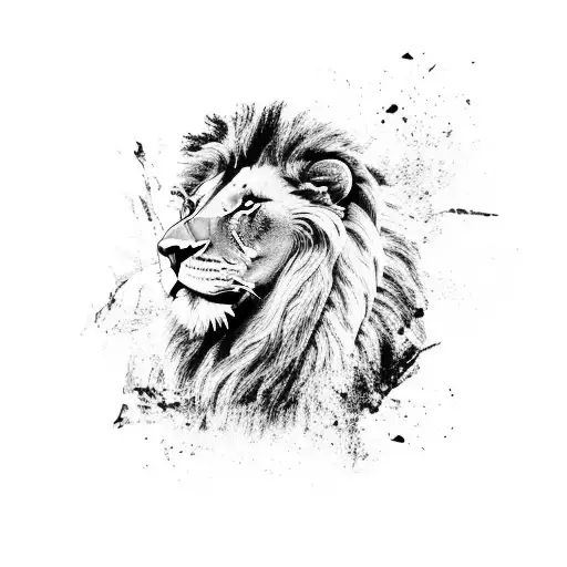 Abstract Art Of Side Profile Of Lion