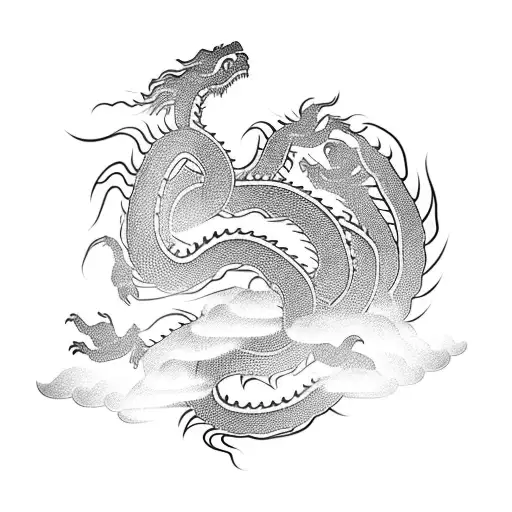 Long Simple Chinease Dragon Starting From The Shoulder To The Back Of The Hand