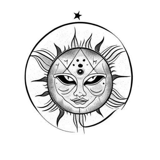 Sun Cat With A Human Body That Has Stars Covering Its Private Areas
