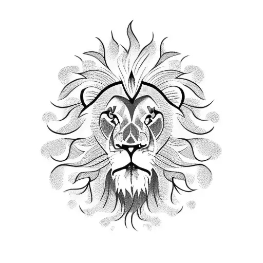 Lion In Flames For Chest And Shoulder