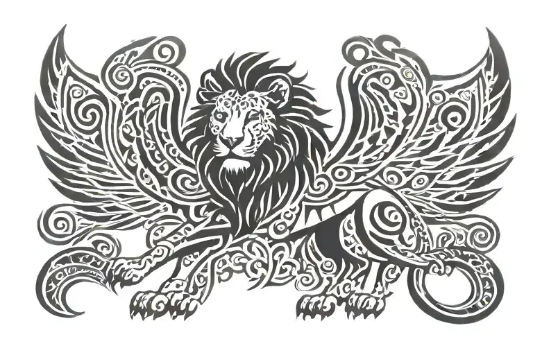 Lion With Wings Spread Wide