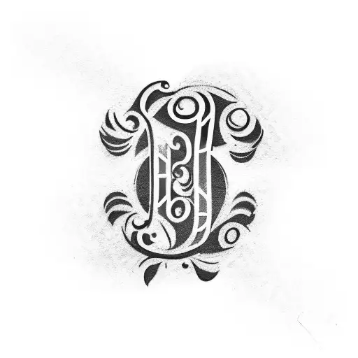 A Black And White Monogram Tattoo With Arm Letters