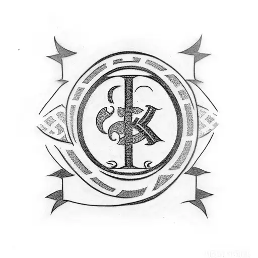 A Black And White Monogram Tattoo With Arm Texr