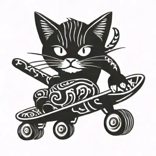 A Cat On A Skateboard Old School