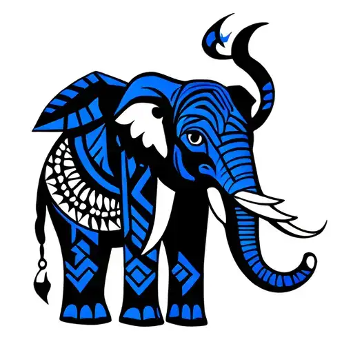 Blue Elephant Geometric Design