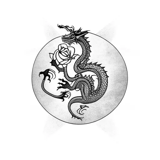 Female Dragon With Roses